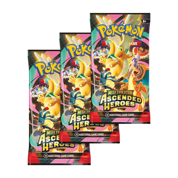 Pokemon TCG Mega Evolution Ascended Heroes Tech Sticker Collection contents 3 booster packs foil promo card and tech sticker sheet Australia