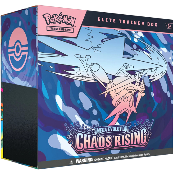 Pokemon TCG Mega Evolution Chaos Rising Elite Trainer Box sealed 9 booster packs Fennekin foil promo and accessories Australia