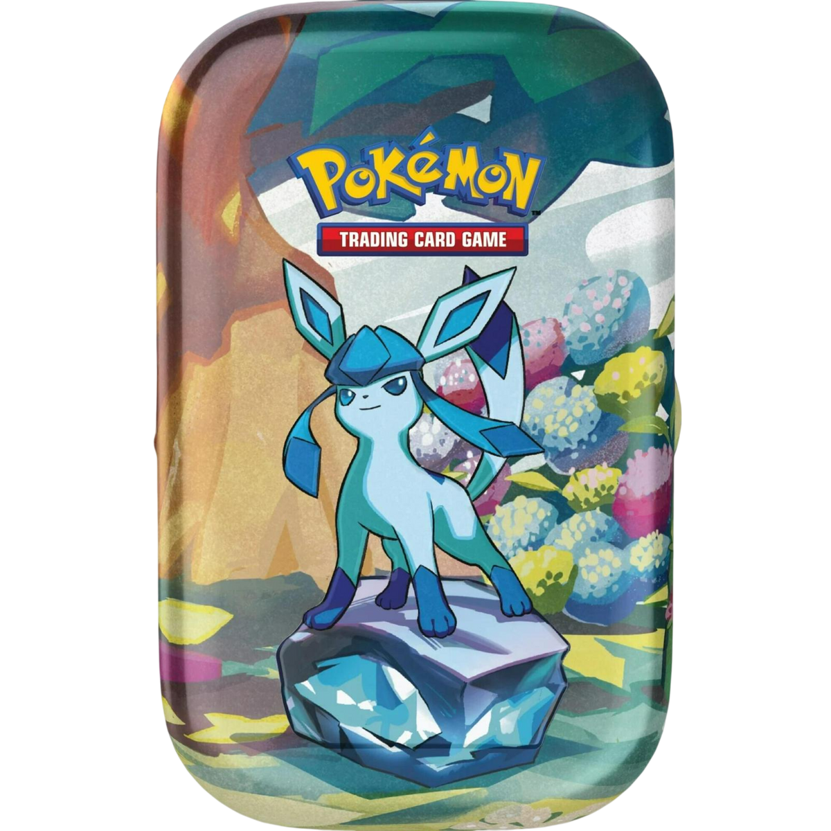 Pokemon TCG Scarlet and Violet Prismatic Evolutions Mini Tin Glaceon sealed 2 booster packs exclusive coin and art card Australia