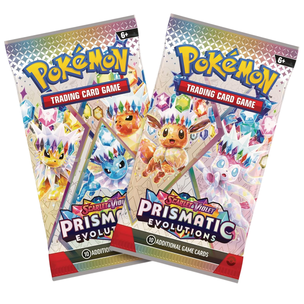 Pokemon TCG Scarlet and Violet Prismatic Evolutions Mini Tins contents 2 booster packs exclusive Eevee coin and art card Australia