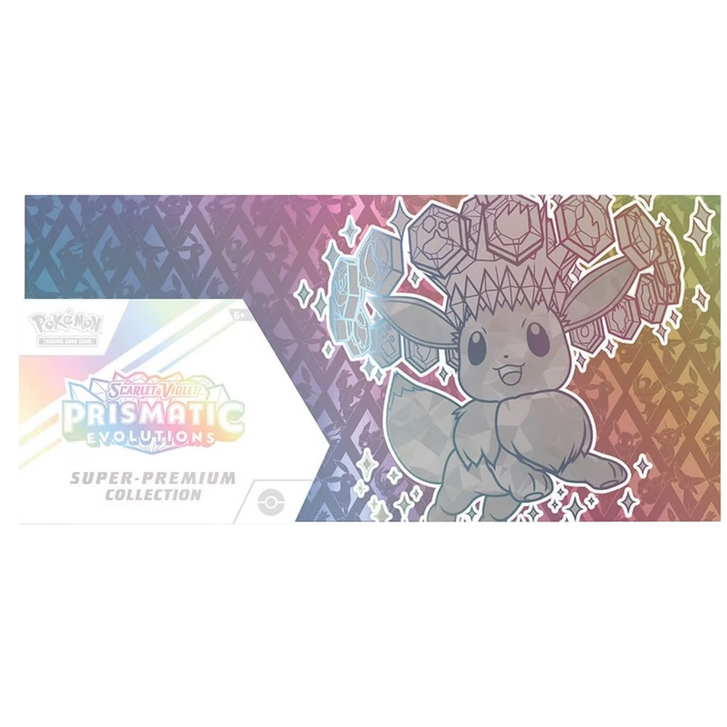 Pokemon TCG Scarlet and Violet Prismatic Evolutions Super Premium Collection sealed 15 booster packs Eevee ex promo fuzzy deck box and playmat Australia