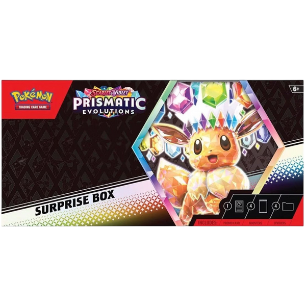 Pokemon TCG Scarlet and Violet Prismatic Evolutions Surprise Box sealed 4 booster packs and random Eeveelution ex promo card Australia